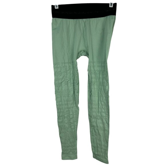 Gymshark Womens Green Graphic Print Compression Leggings Size M Performance Fit - Picture 1 of 4